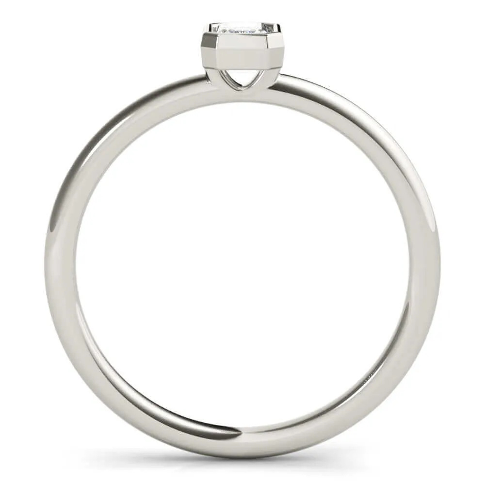 JewelMore 1/3 CT. Certified Emerald Diamond Bezel-Set Solitaire Engagement Ring in 14K Gold H-I / VS2-SI1) / from our Luxury Collection