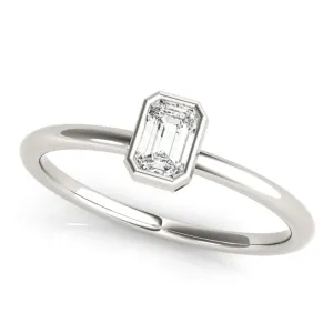 JewelMore 1/3 CT. Certified Emerald Diamond Bezel-Set Solitaire Engagement Ring in 14K Gold H-I / VS2-SI1) / from our Luxury Collection