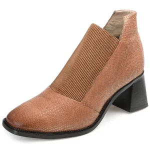 Journee Collection Women's Genuine Leather Tru Comfort Foam? Stylla Bootie Tan 8.5 Medium