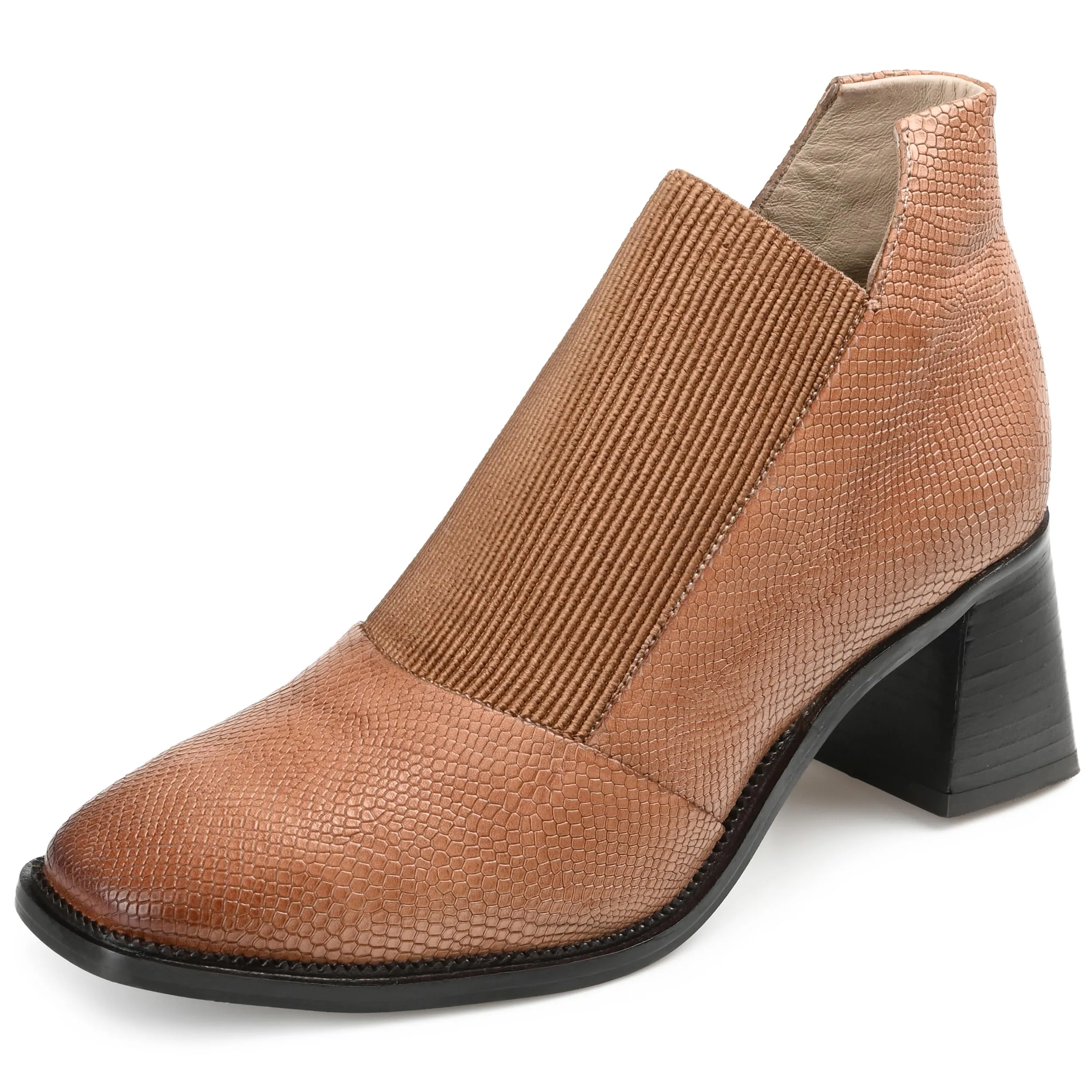 Journee Collection Women's Genuine Leather Tru Comfort Foam? Stylla Bootie Tan 8.5 Medium