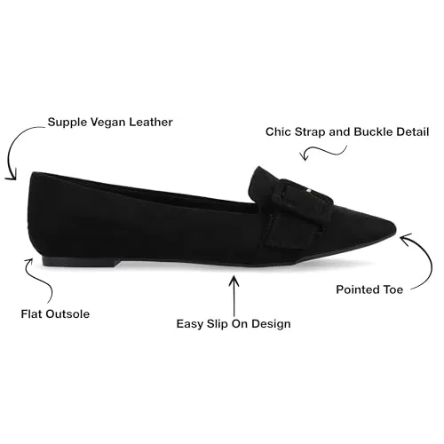 Journee Womens Audrey Slip On Pointed Toe Loafer Dress Flats