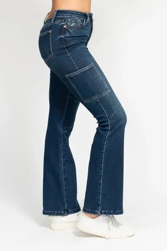 Judy Blue Full Size High Waist Cargo Bootcut Jeans Plus Size