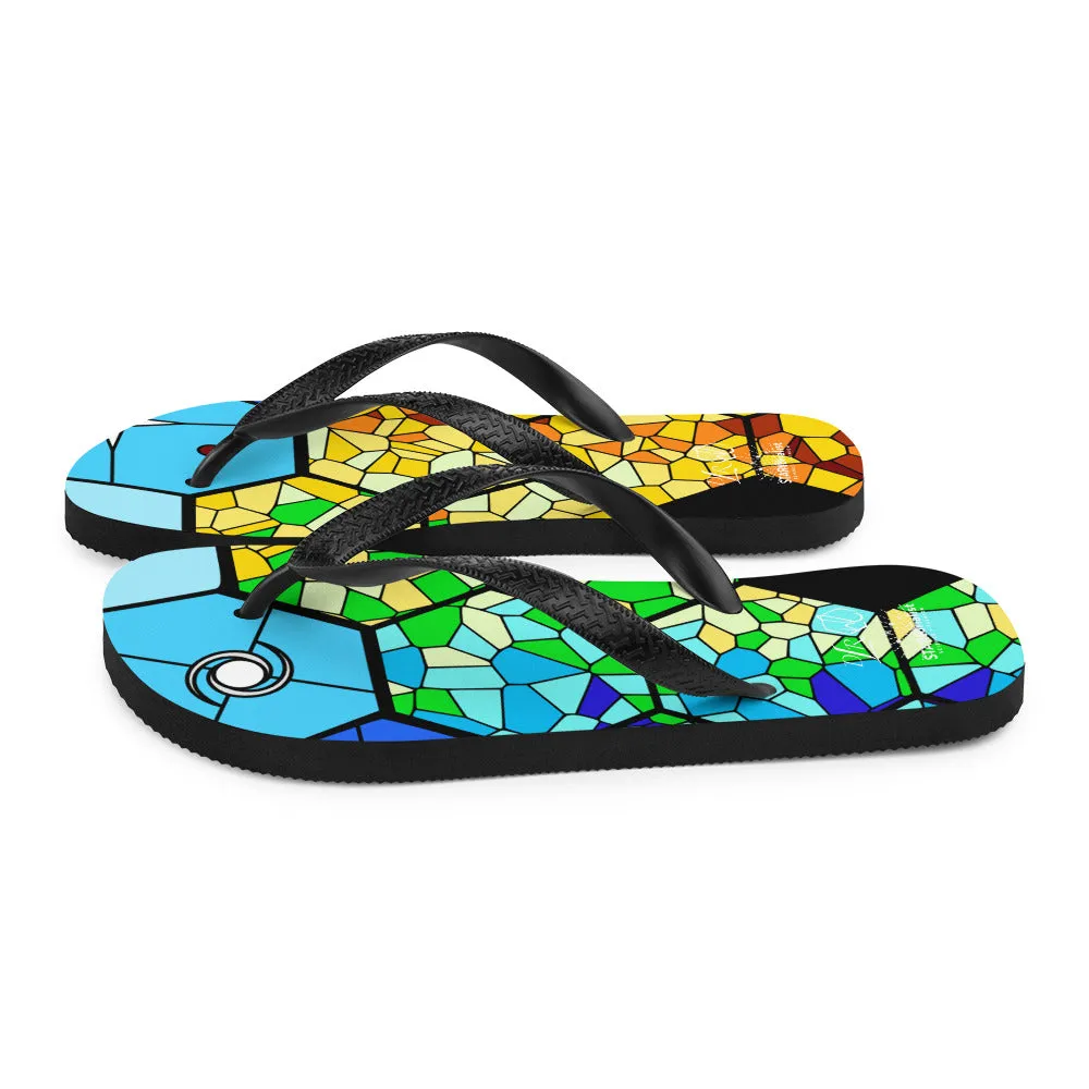 JWST Rising Stained Glass Design Flip-Flops