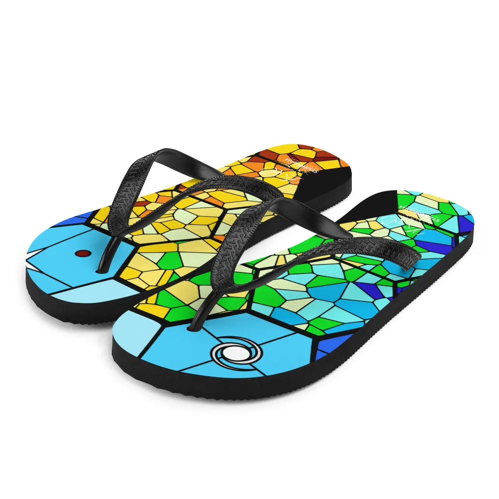 JWST Rising Stained Glass Design Flip-Flops
