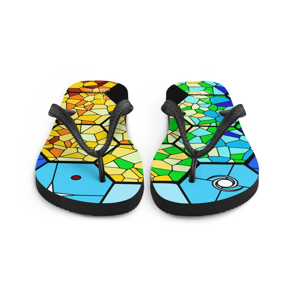 JWST Rising Stained Glass Design Flip-Flops