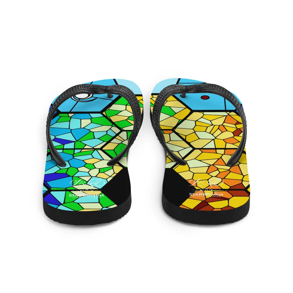 JWST Rising Stained Glass Design Flip-Flops