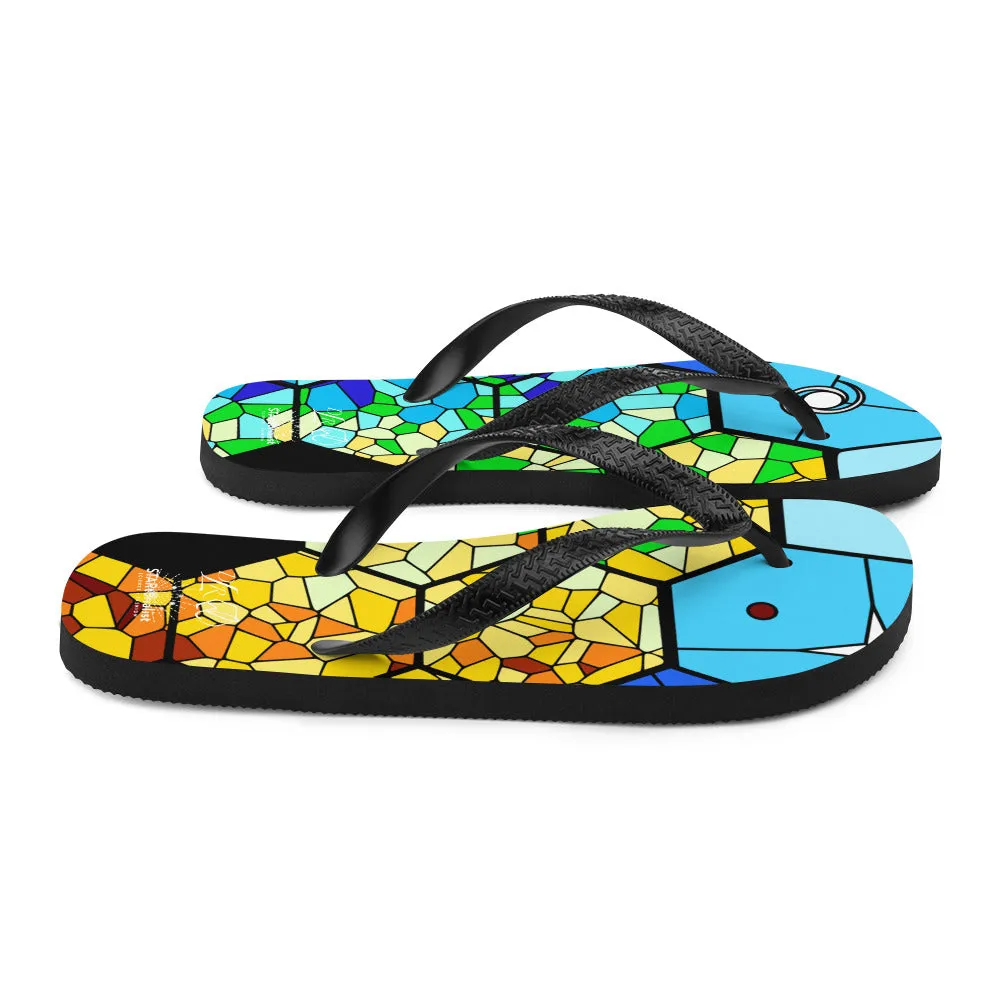 JWST Rising Stained Glass Design Flip-Flops