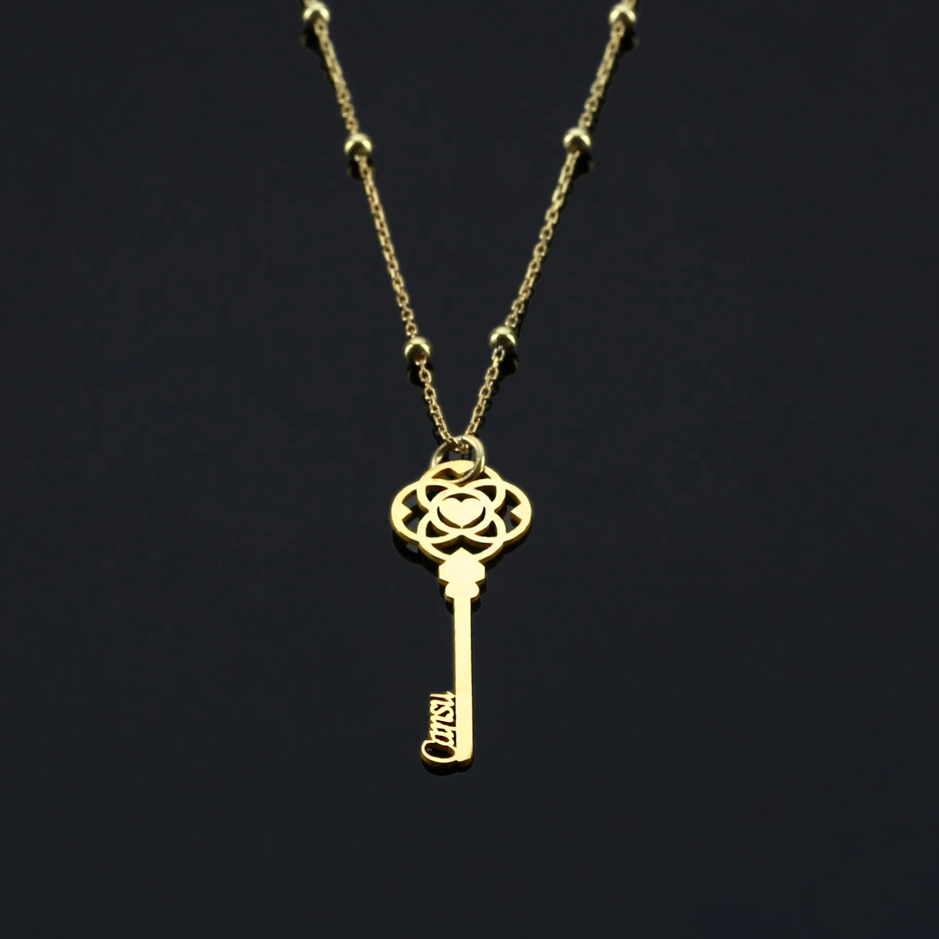 Key Pendant Necklace with Name Custom Jewelry
