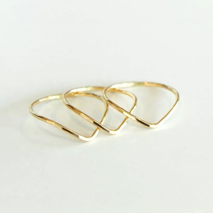 Knuckle Ring Set Thin Chevron Bands 925 Silver Jewelry