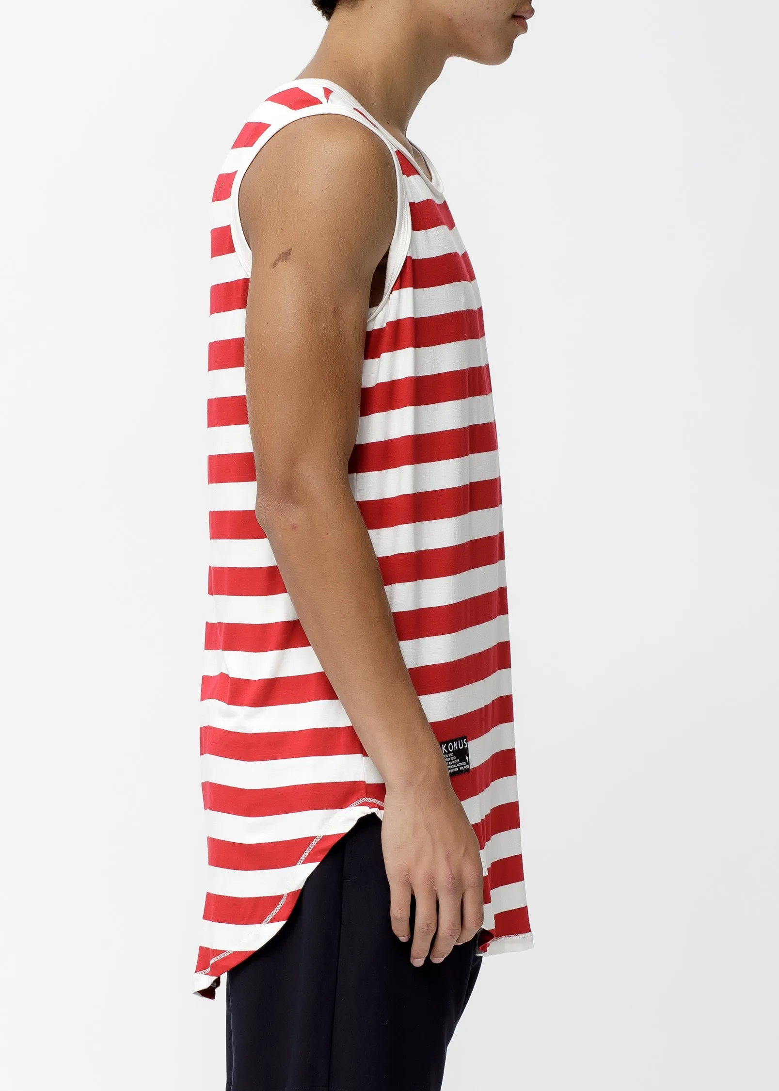 Konus Men's Stripe Tank Top in Red