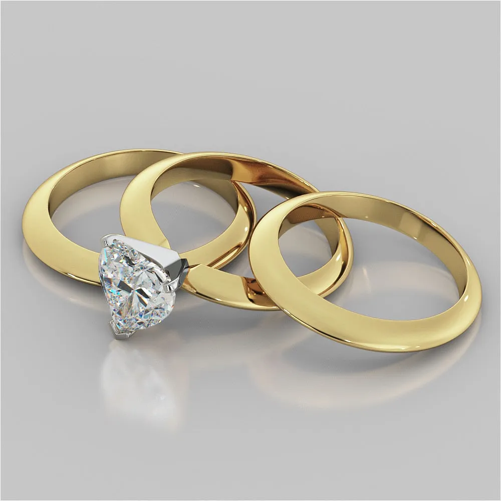 Lab Grown Diamond Heart Shape Classical Tiffany Style Engagement Ring