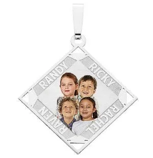 Large Diamond Shaped Pendant w/ 4 Names Jewelry