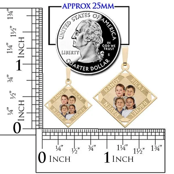 Large Diamond Shaped Pendant w/ 4 Names Jewelry