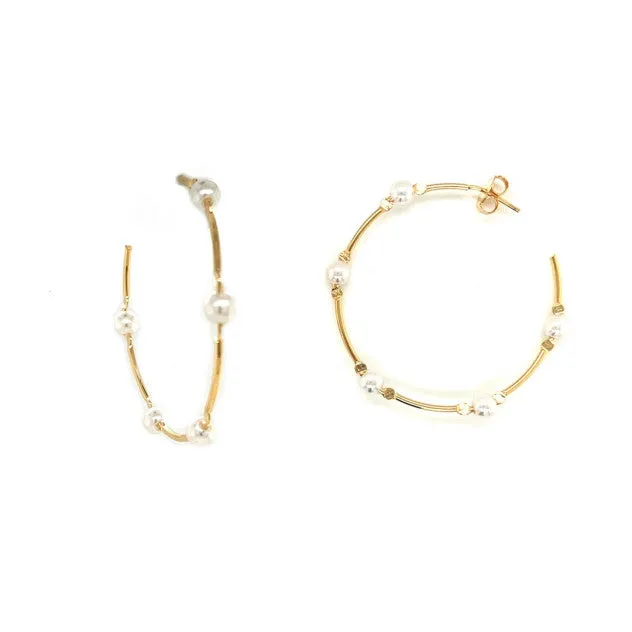 Large Pearl Hoops