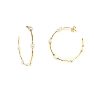 Large Pearl Hoops