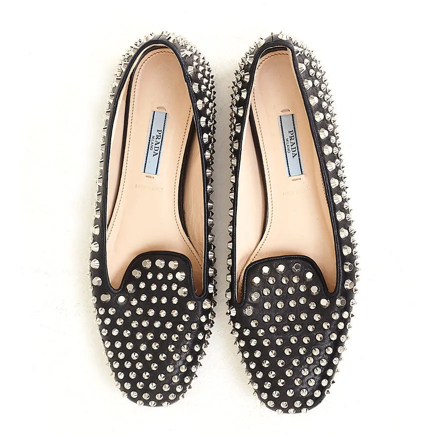 Leather Studded Loafers