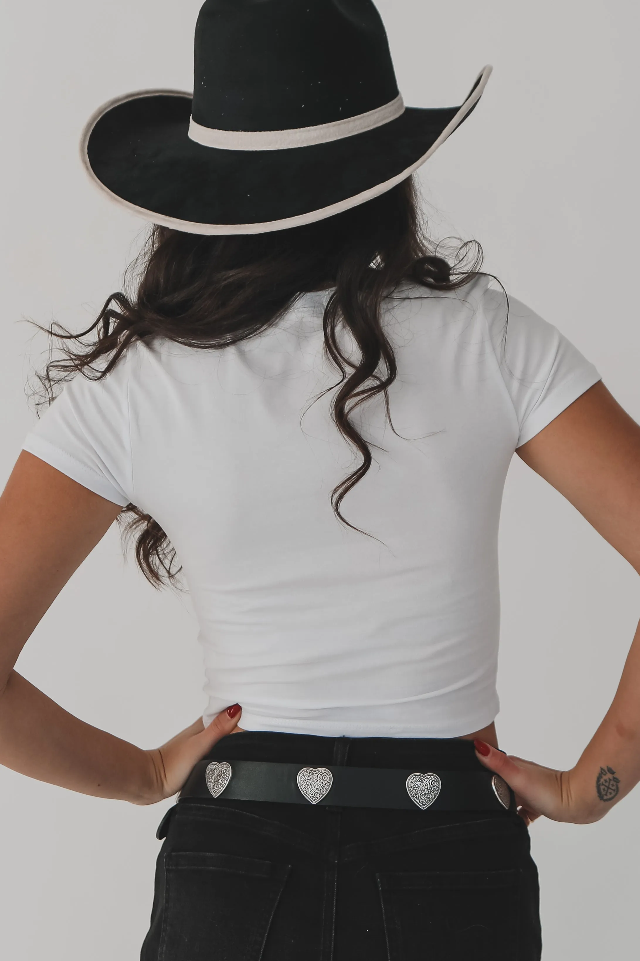 Looking For Love Graphic Western Fitted Cropped Tee