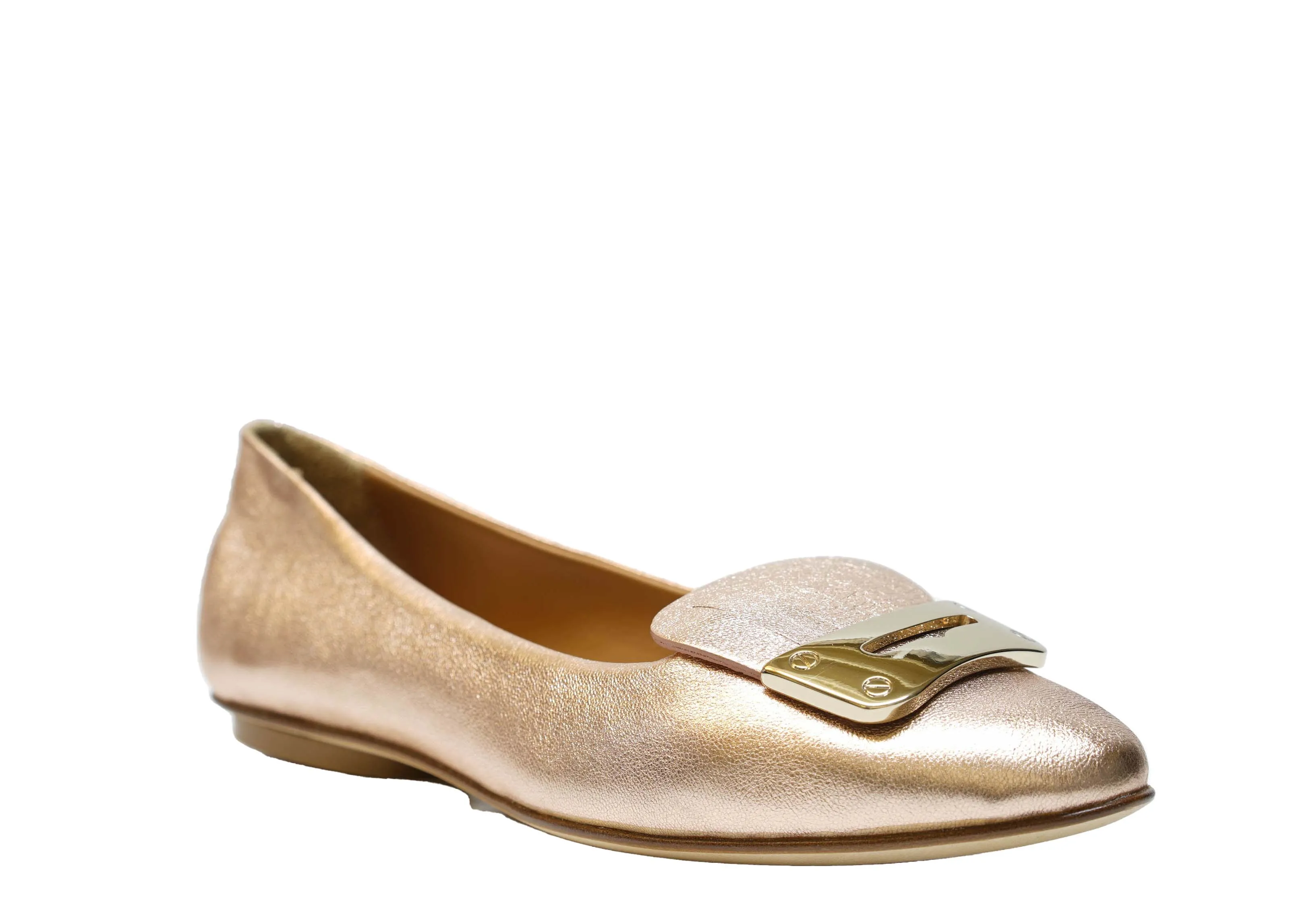 Love Bruglia Women’s Copper Leather Fringe Flat Shoe 6930