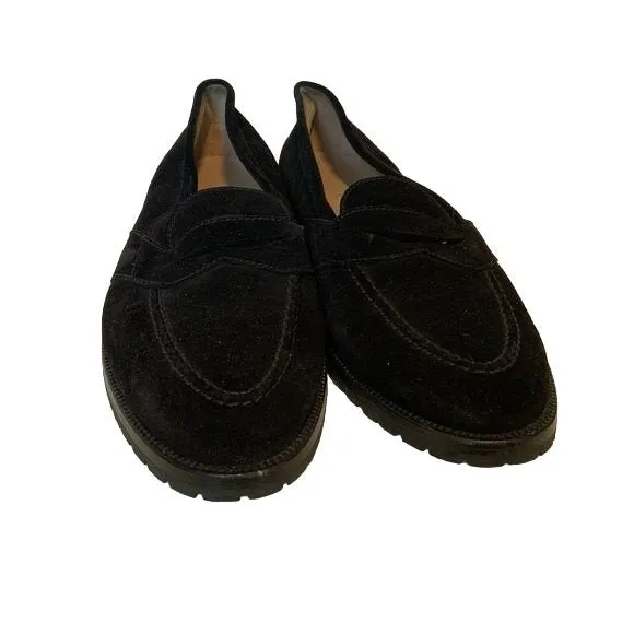 Manolo Blahnik Black Suede Loafer Almond Toe Flats