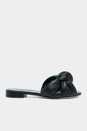 Maxi Bow Leather Flats in Black