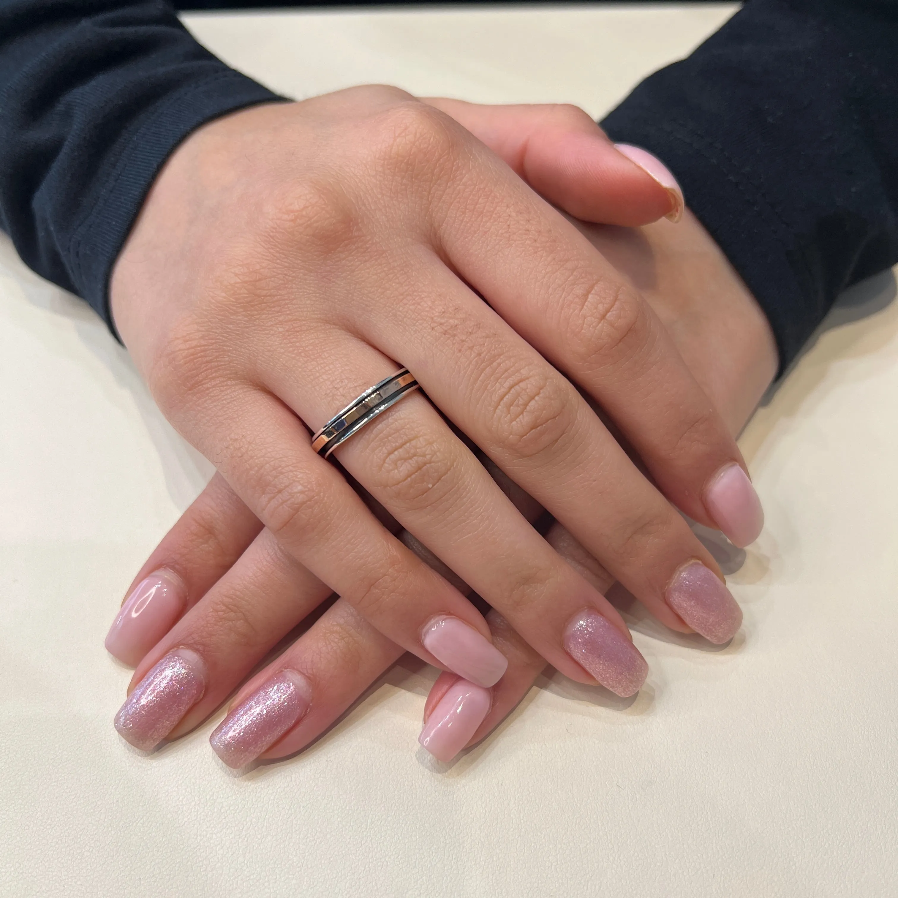 Meditation Ring Sati Sterling Silver and 9K Gold Plated Spinning Band