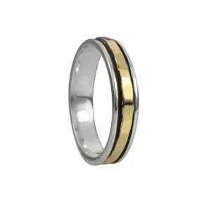 Meditation Ring Sati Sterling Silver and 9K Gold Plated Spinning Band