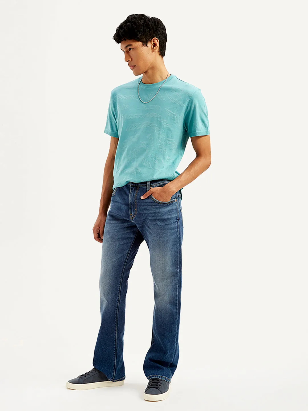 Men's 517 Dark Blue Bootcut Fit Mid Rise Jeans