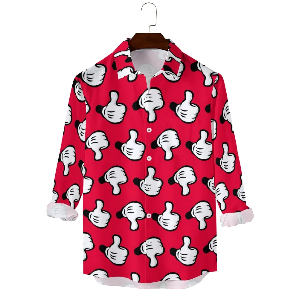 Men's Cartoon Casual Printed Long Sleeve Shirt 2402000095