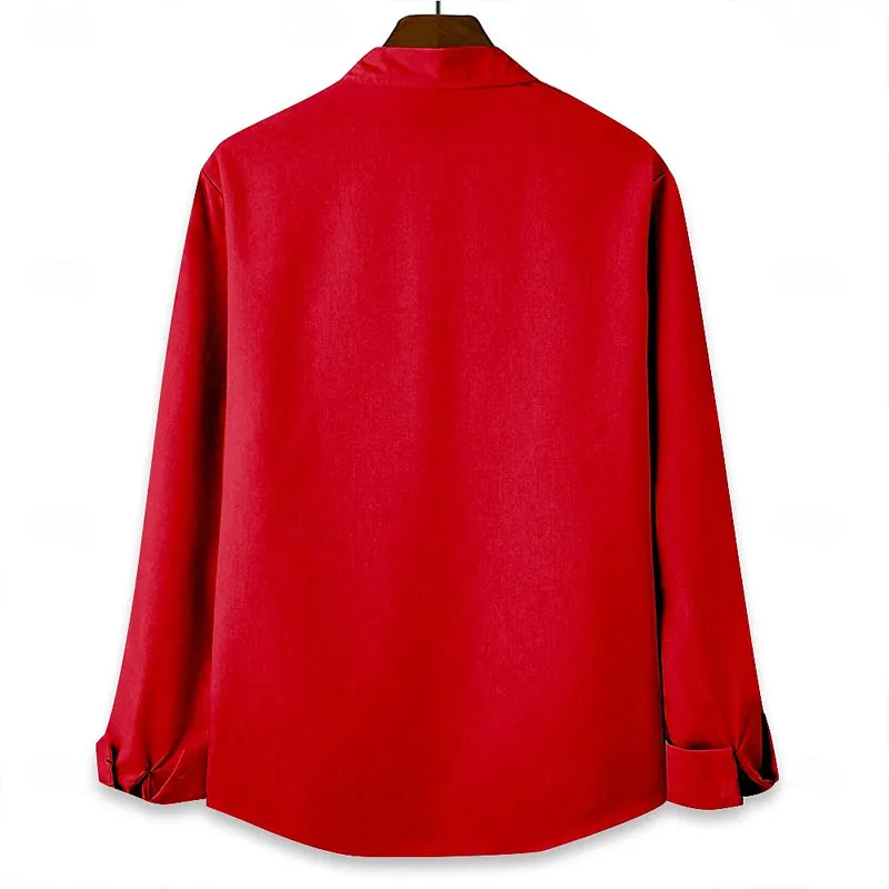 Men's Funny Christmas Printed Long Sleeve Shirts