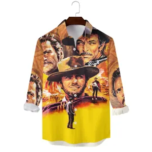 Men's Movie Poster Print Casual Long Sleeve Shirt