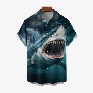 Men's Shark Painted Art Print Vacation Hawaiian Shirt 2305105836