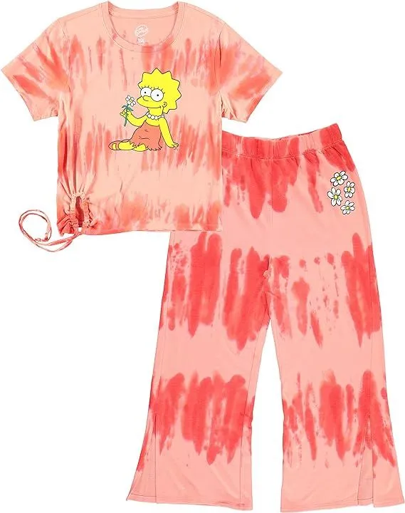 Mighty Fine Junior Girls Lisa Simpson T-Shirt and Capri Pants - Ultra Soft, Stylish Set