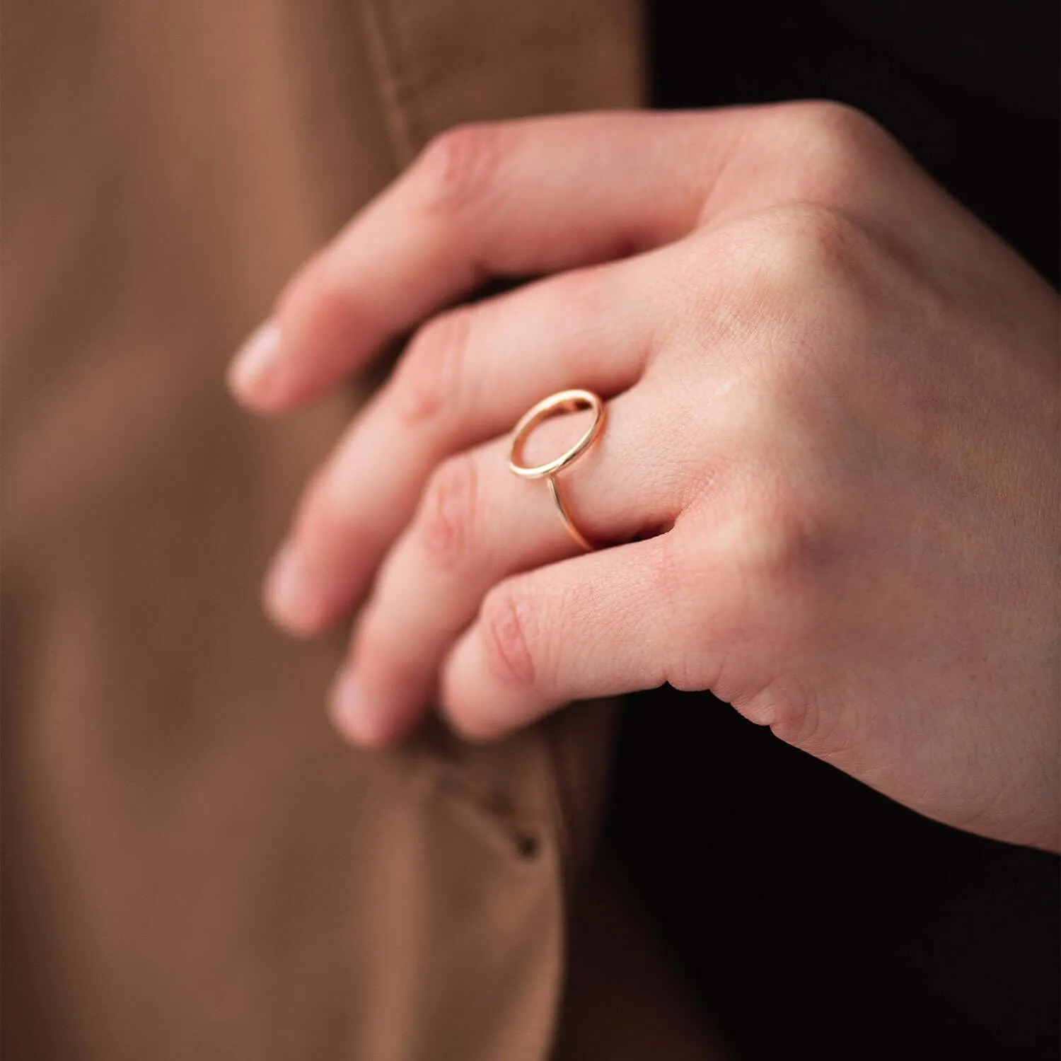 Minimalistic Round Ring 14K Rose Gold Women's Basic Jewelry