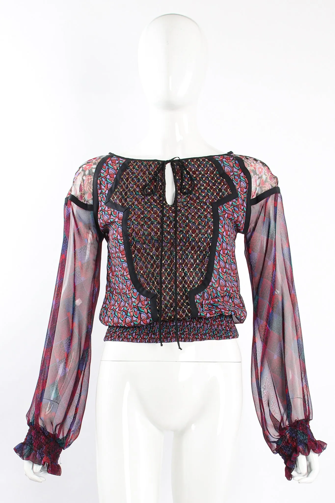 Mixed Print Chiffon Top & Skirt Set