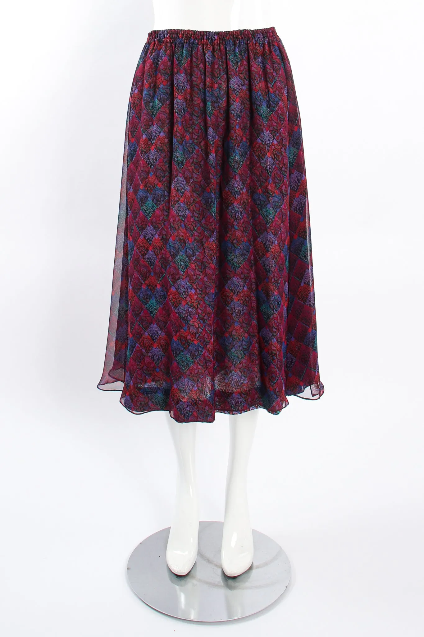 Mixed Print Chiffon Top & Skirt Set