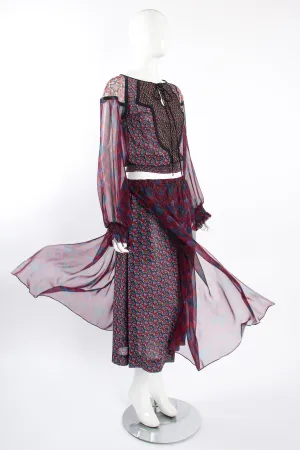 Mixed Print Chiffon Top & Skirt Set