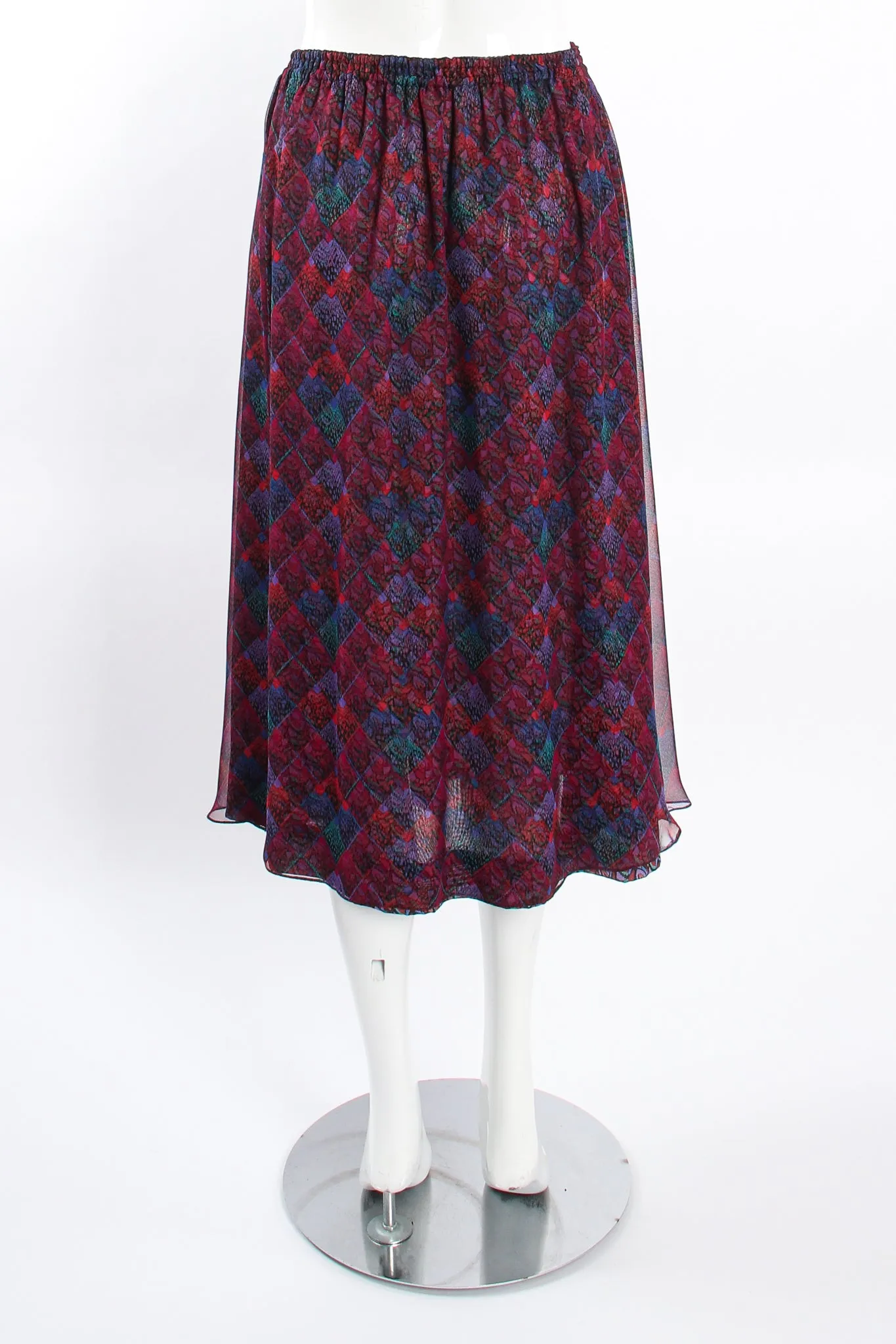 Mixed Print Chiffon Top & Skirt Set