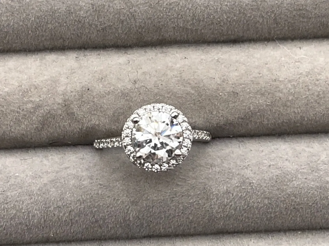 Moissanite Engagement Ring | 2ct | Womens Engagement Ring | Halo Wedding Ring | Moissanite Ring | Moissanite Rings | Womens Diamond Ring