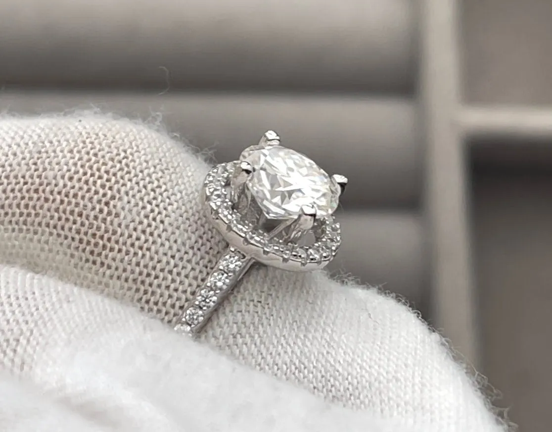 Moissanite Engagement Ring | 2ct | Womens Engagement Ring | Halo Wedding Ring | Moissanite Ring | Moissanite Rings | Womens Diamond Ring