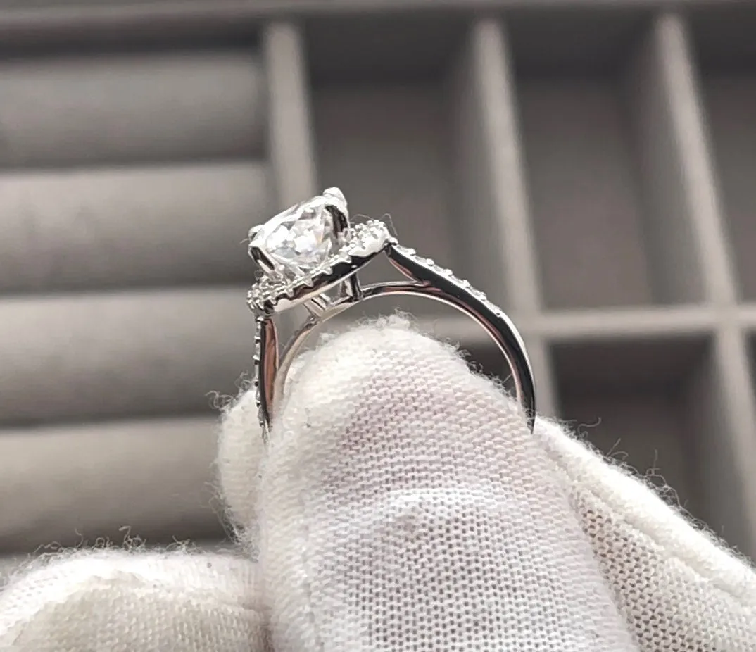Moissanite Engagement Ring | 2ct | Womens Engagement Ring | Halo Wedding Ring | Moissanite Ring | Moissanite Rings | Womens Diamond Ring