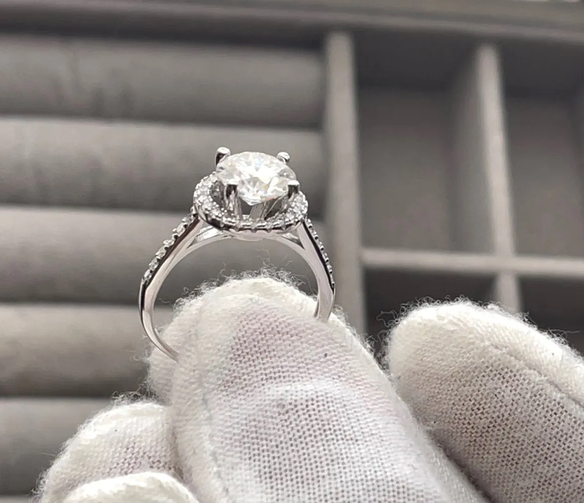 Moissanite Engagement Ring | 2ct | Womens Engagement Ring | Halo Wedding Ring | Moissanite Ring | Moissanite Rings | Womens Diamond Ring