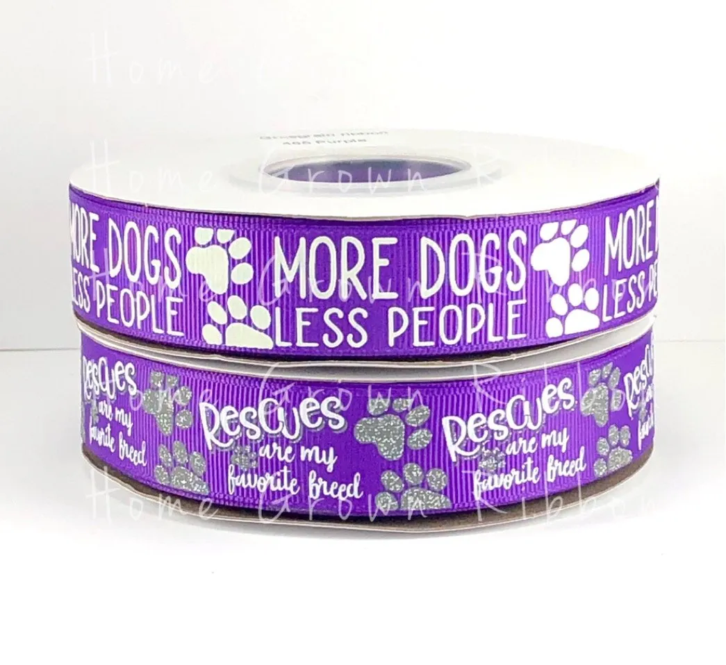 More Dogs, Less People USDR Glow in the Dark 7/8 Inch Ribbon