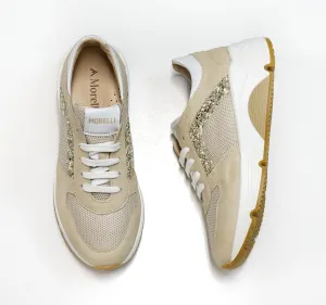 Morelli Women's Beige Glitter Sneaker 50783    40% off