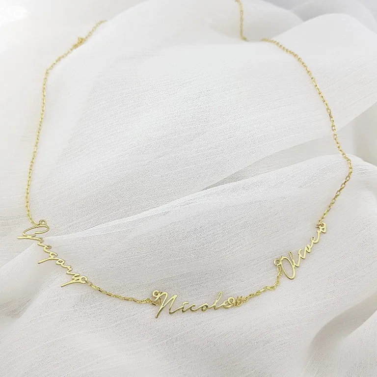 Multiple Name Necklace 18k Gold Plated Jewelry