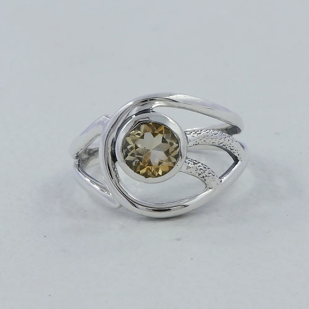 Natural Citrine Gemstone Silver Rings