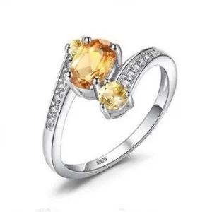 Natural Citrine Three Stone Ring