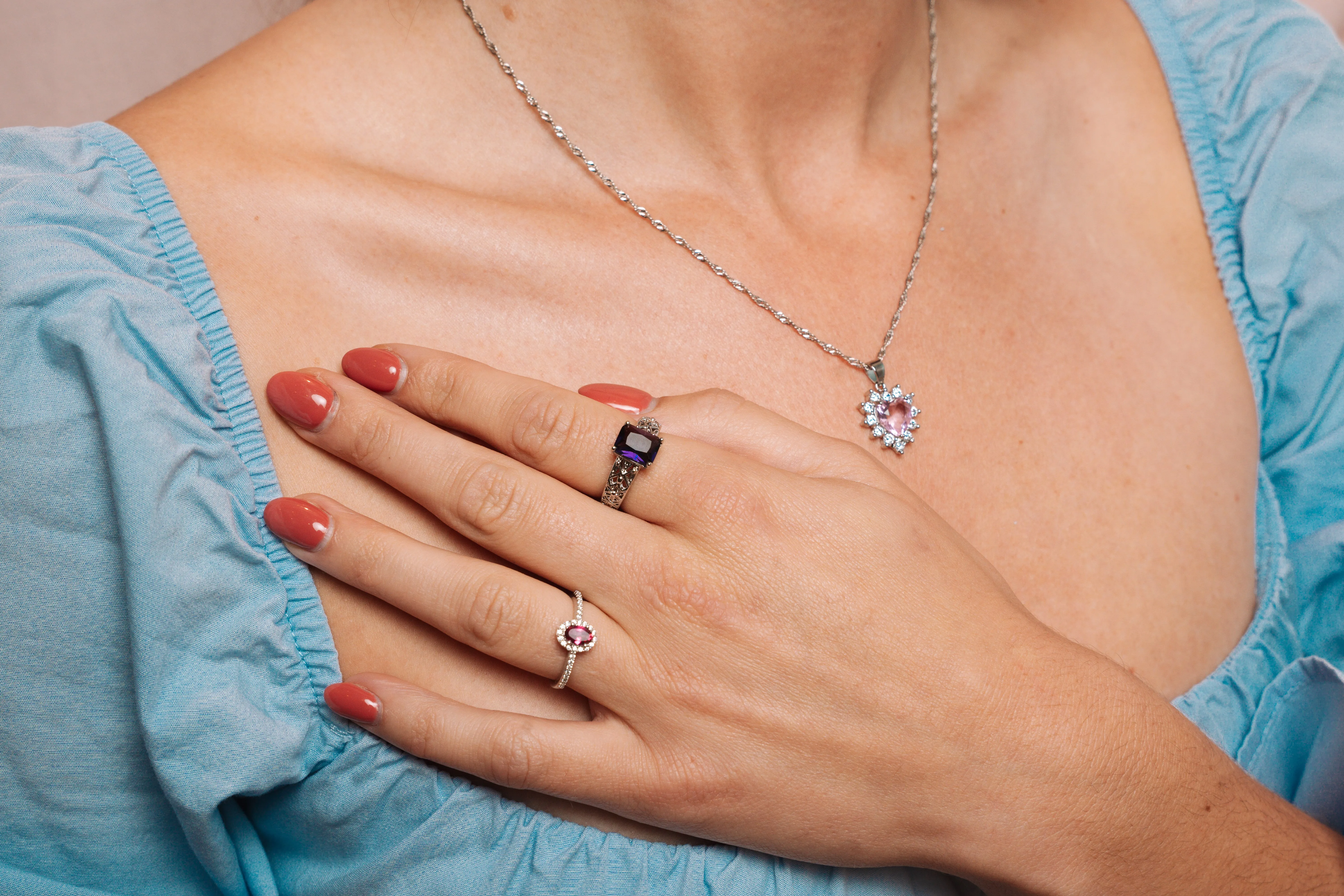 Natural pink Topaz ring
