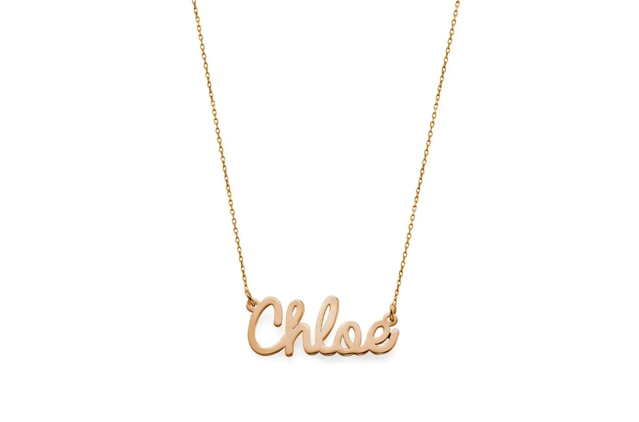 Necklace 14kt Gold One Name Personalized