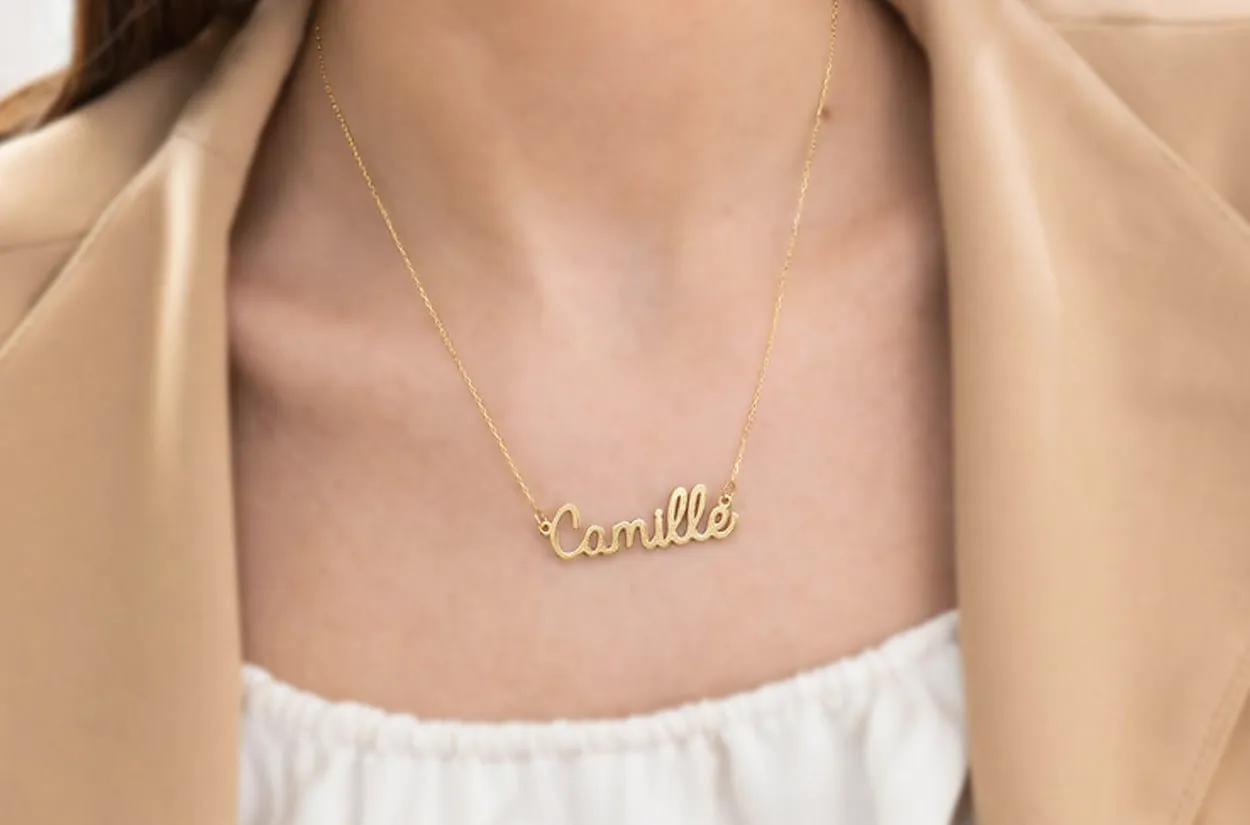 Necklace 14kt Gold One Name Personalized
