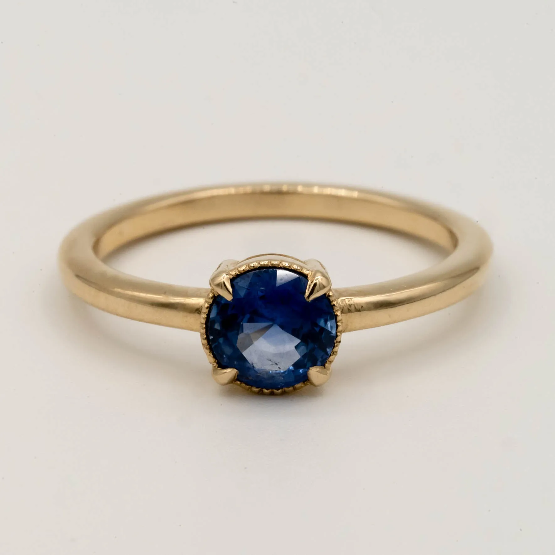 Oak Sapphire Engagement Ring | .87ct Round Sapphire | 14k Yellow Gold
